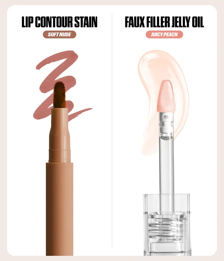 Huda beauty MAKEOUT SESH LIP DUO Peachy nudes